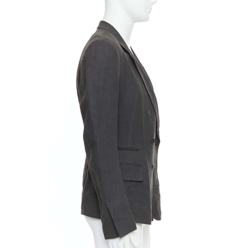 Haider Ackermann Grey Double Breasted Blazer Grey Linen Never worn - Model View