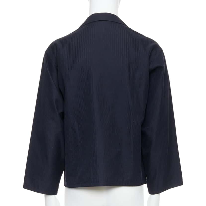 Yohji Yamamoto Navy Cropped Stripe Blazer Navy Cotton Very good condition - Box View