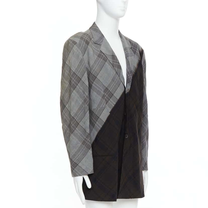 Yohji Yamamoto Gradient Check Blazer Grey Wool Very good condition - Inside View