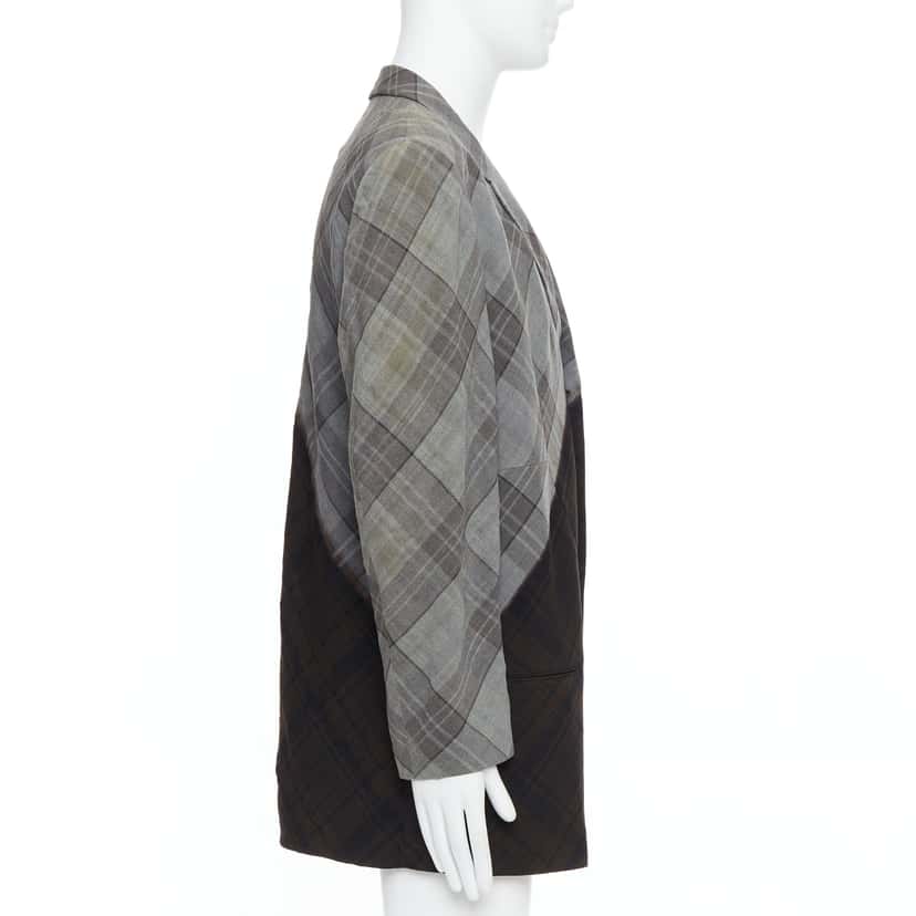 Yohji Yamamoto Gradient Check Blazer Grey Wool Very good condition - Model View