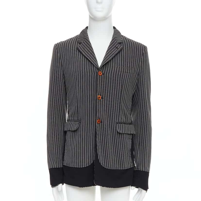 Comme Des Garcons Grey Striped Blazer Grey Wool Very good condition - Front View