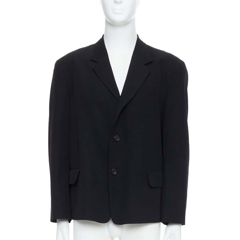 Yohji Yamamoto Black Oversized Blazer Black Wool Good condition - Front View