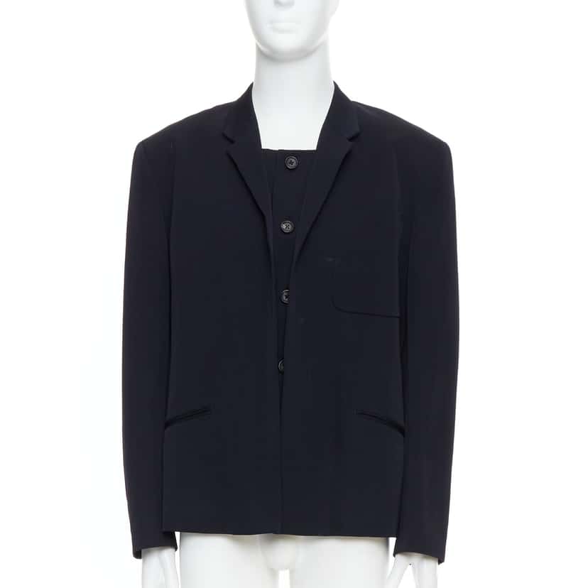 Yohji Yamamoto Black Deconstructed Blazer Black Wool Very good condition - Front View