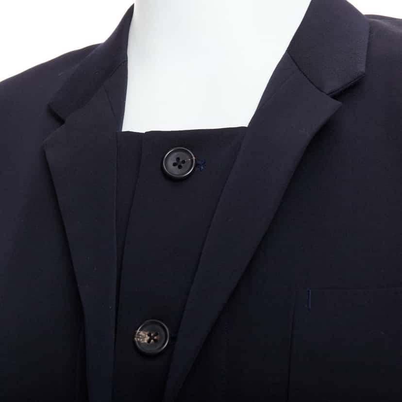 Yohji Yamamoto Black Deconstructed Blazer Black Wool Very good condition - Back View