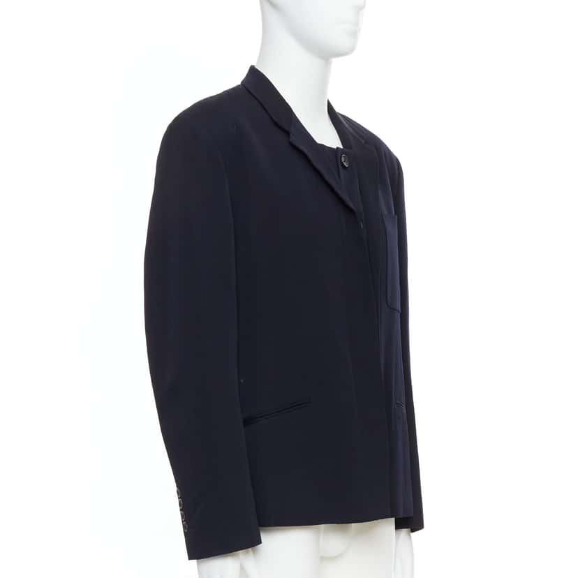 Yohji Yamamoto Black Deconstructed Blazer Black Wool Very good condition - Model View