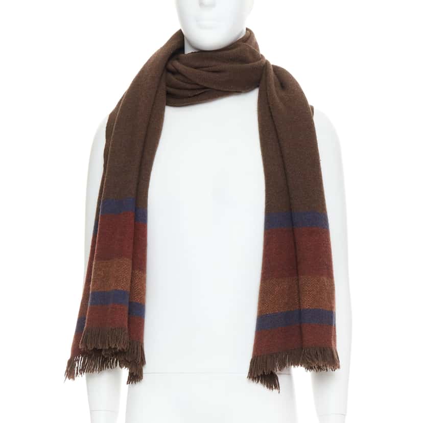 Lemaire Yak Stripe Scarf Brown Wool Very good condition - Front View