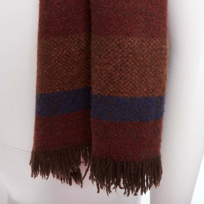 Lemaire Yak Stripe Scarf Brown Wool Very good condition - Back View