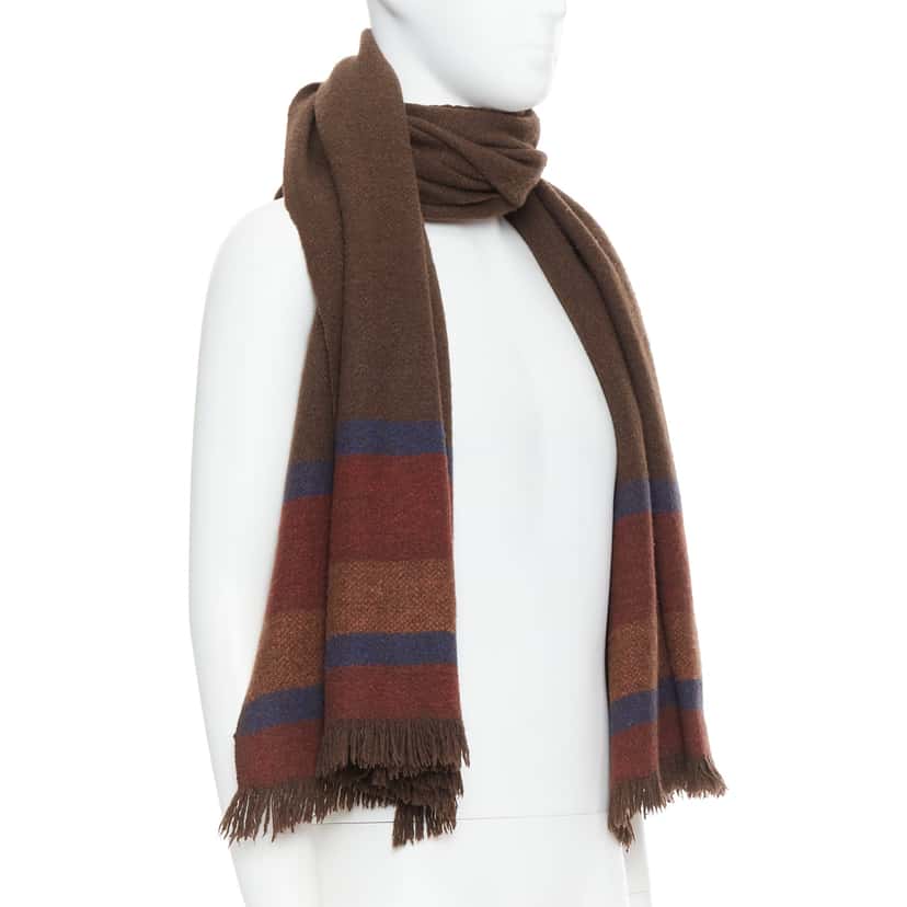 Lemaire Yak Stripe Scarf Brown Wool Very good condition - Inside View