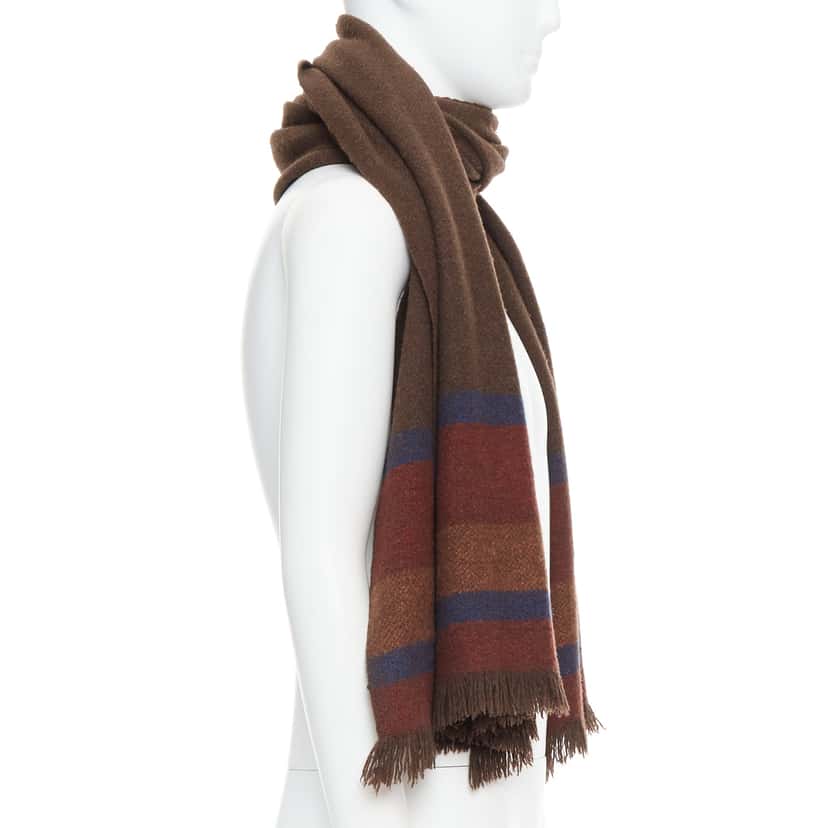 Lemaire Yak Stripe Scarf Brown Wool Very good condition - Model View