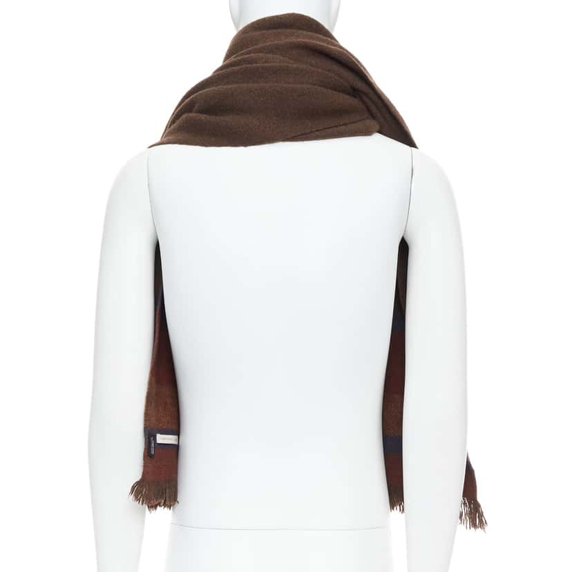Lemaire Yak Stripe Scarf Brown Wool Very good condition - Box View