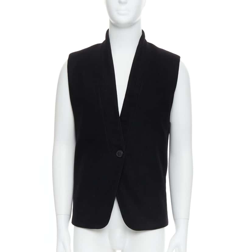Lemaire Topstitch Waistcoat Vest Black Wool Very good condition - Front View