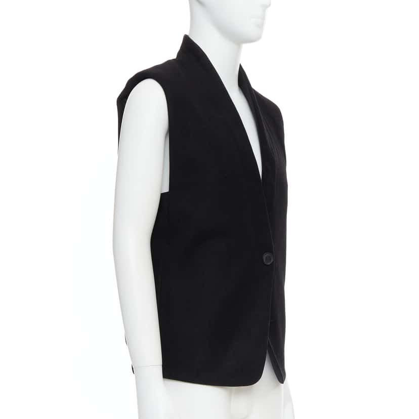 Lemaire Topstitch Waistcoat Vest Black Wool Very good condition - Inside View