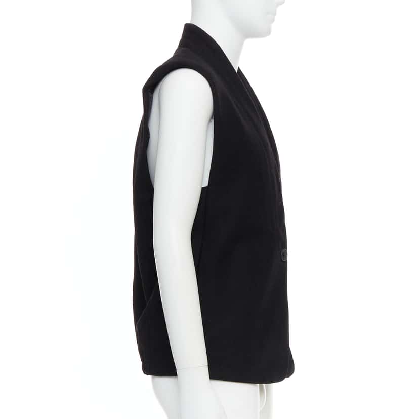Lemaire Topstitch Waistcoat Vest Black Wool Very good condition - Model View