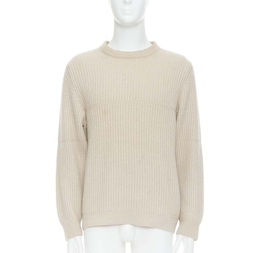 Ermenegildo Zegna Panelled Rib Sweater Beige Cashmere Good condition - Front View