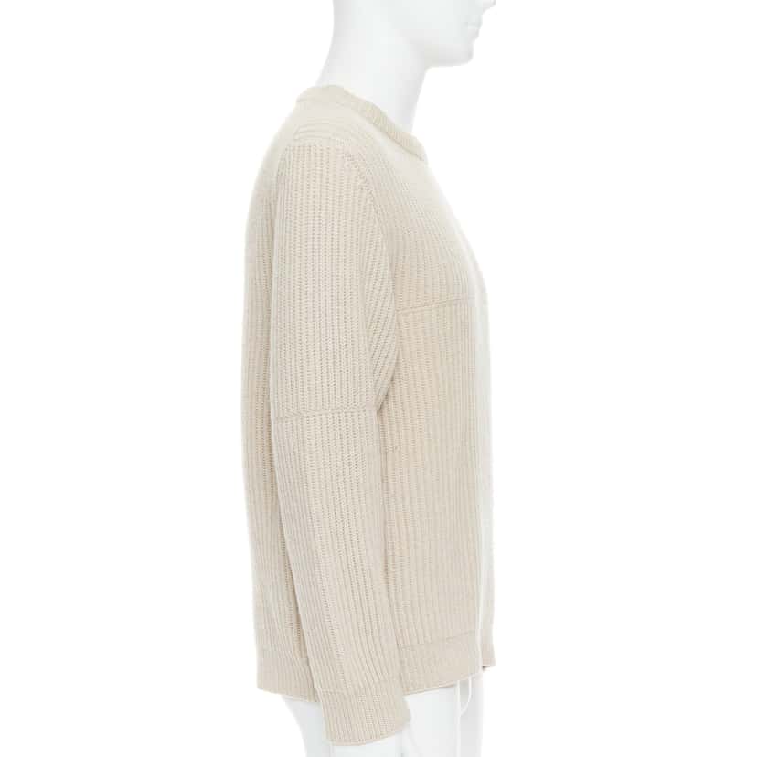 Ermenegildo Zegna Panelled Rib Sweater Beige Cashmere Good condition - Model View