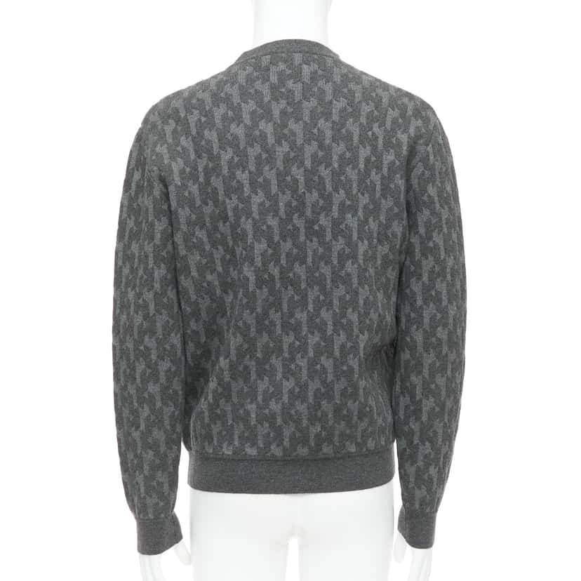Hermès Monogram Intarsia Sweater Grey Wool Good condition - Box View