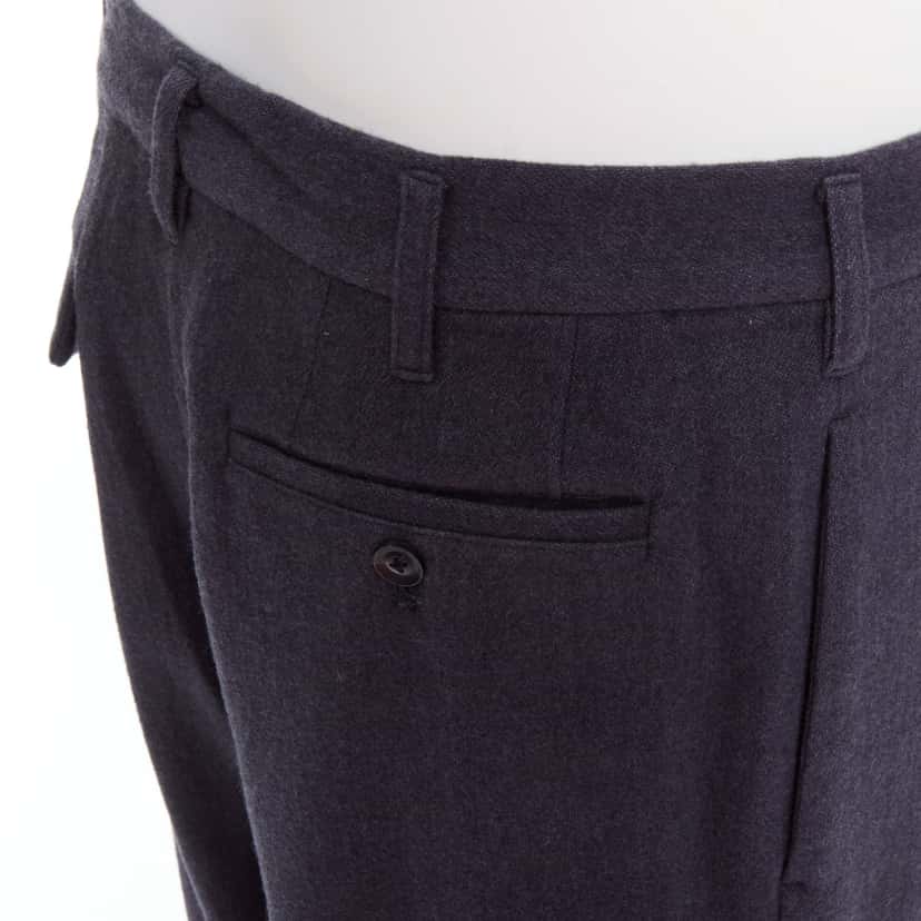 Yohji Yamamoto Pleated Tapered Pants Blue Wool Never worn, with tag - Back View