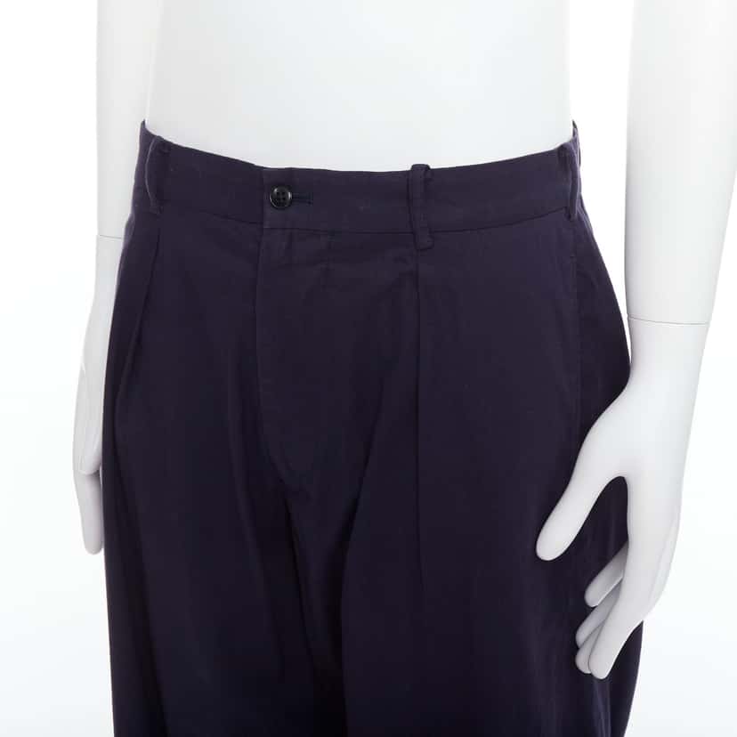 Yohji Yamamoto Cotton Pleated Pants Navy Cotton Good condition - Back View