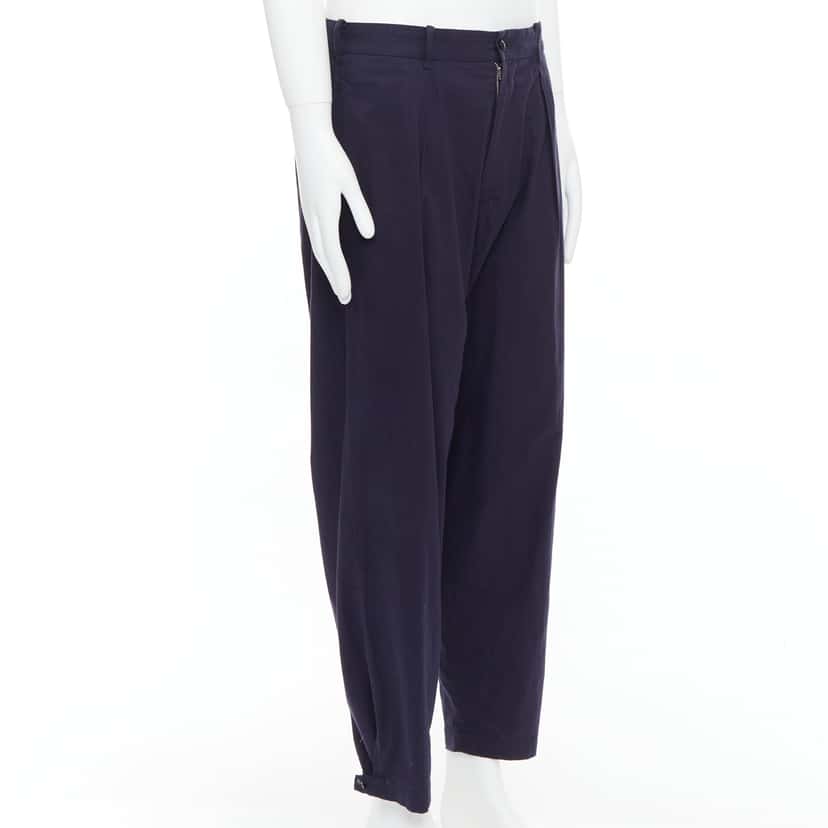Yohji Yamamoto Cotton Pleated Pants Navy Cotton Good condition - Inside View