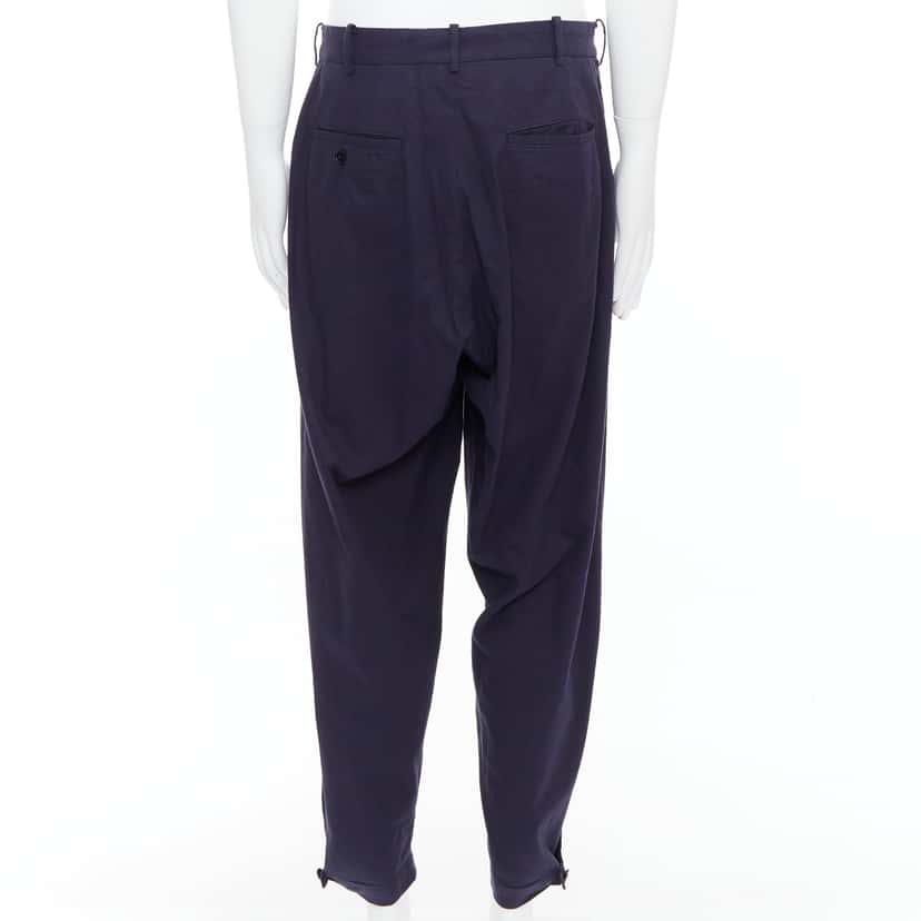 Yohji Yamamoto Cotton Pleated Pants Navy Cotton Good condition - Box View