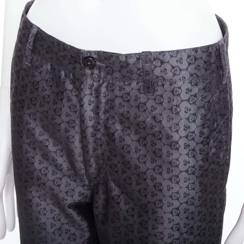 Ann Demeulemeester Geometric Print Pants Grey Silk Never worn - Back View