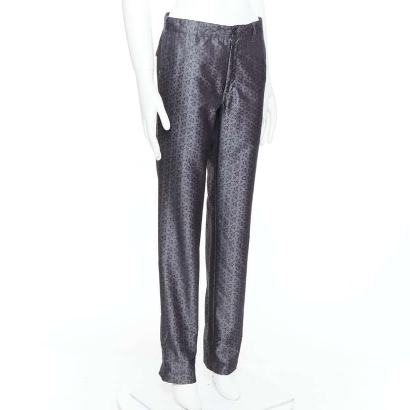 Ann Demeulemeester Geometric Print Pants Grey Silk Never worn - Inside View