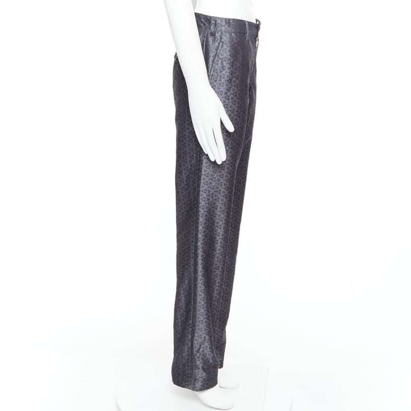 Ann Demeulemeester Geometric Print Pants Grey Silk Never worn - Model View