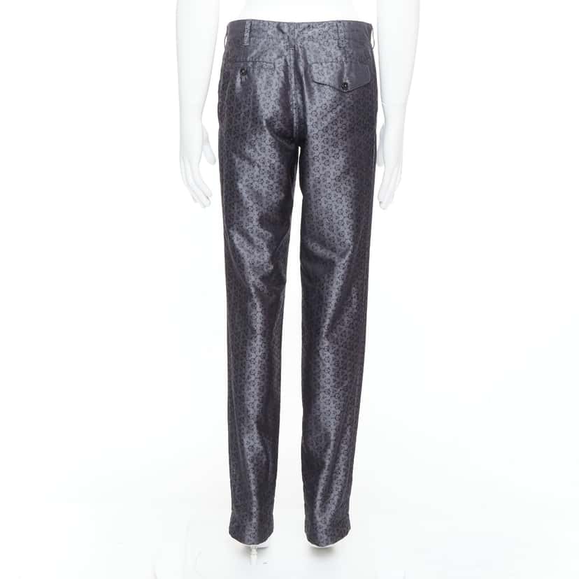 Ann Demeulemeester Geometric Print Pants Grey Silk Never worn - Box View