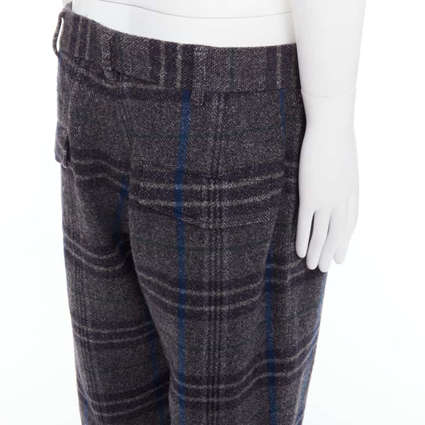 Yohji Yamamoto Checkered Wide Pants Grey Wool Never worn - Back View