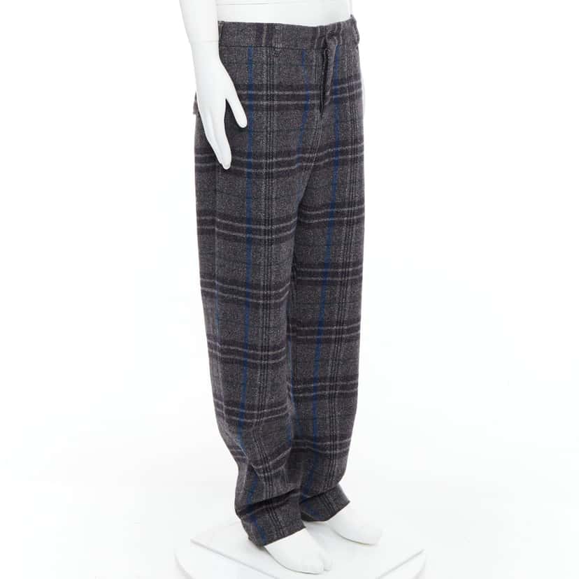 Yohji Yamamoto Checkered Wide Pants Grey Wool Never worn - Inside View