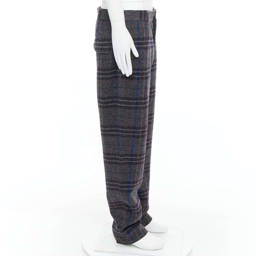 Yohji Yamamoto Checkered Wide Pants Grey Wool Never worn - Model View