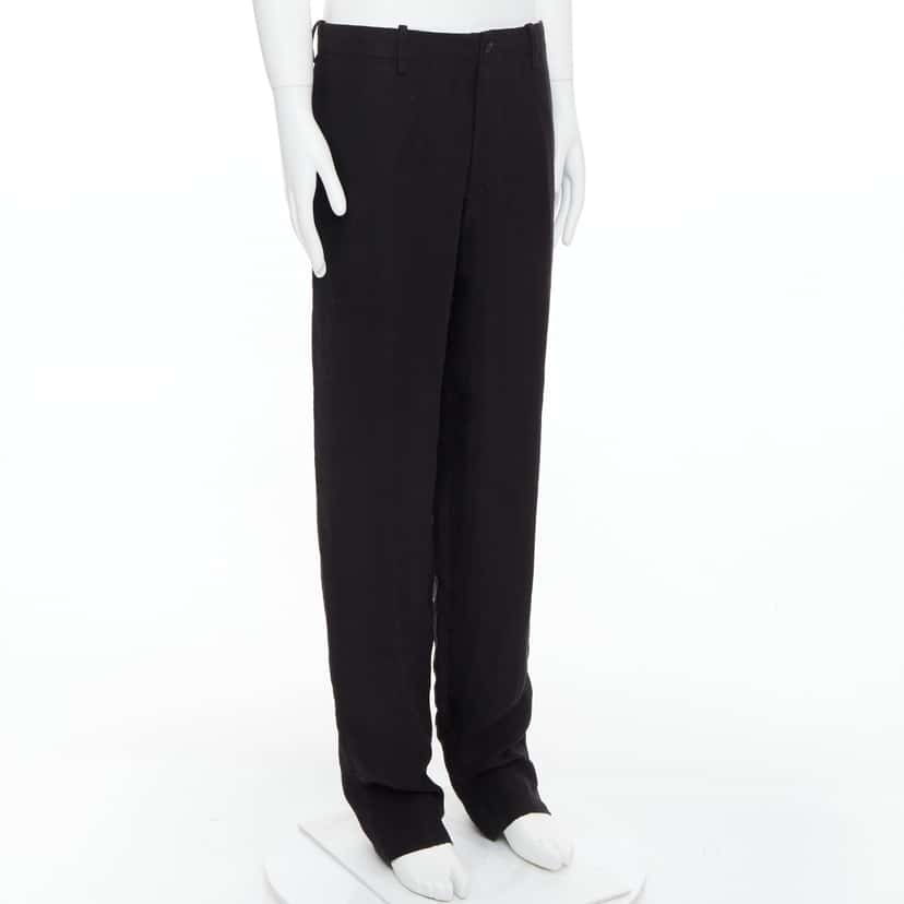 Yohji Yamamoto Tapered Wide Pants Black Linen Good condition - Inside View