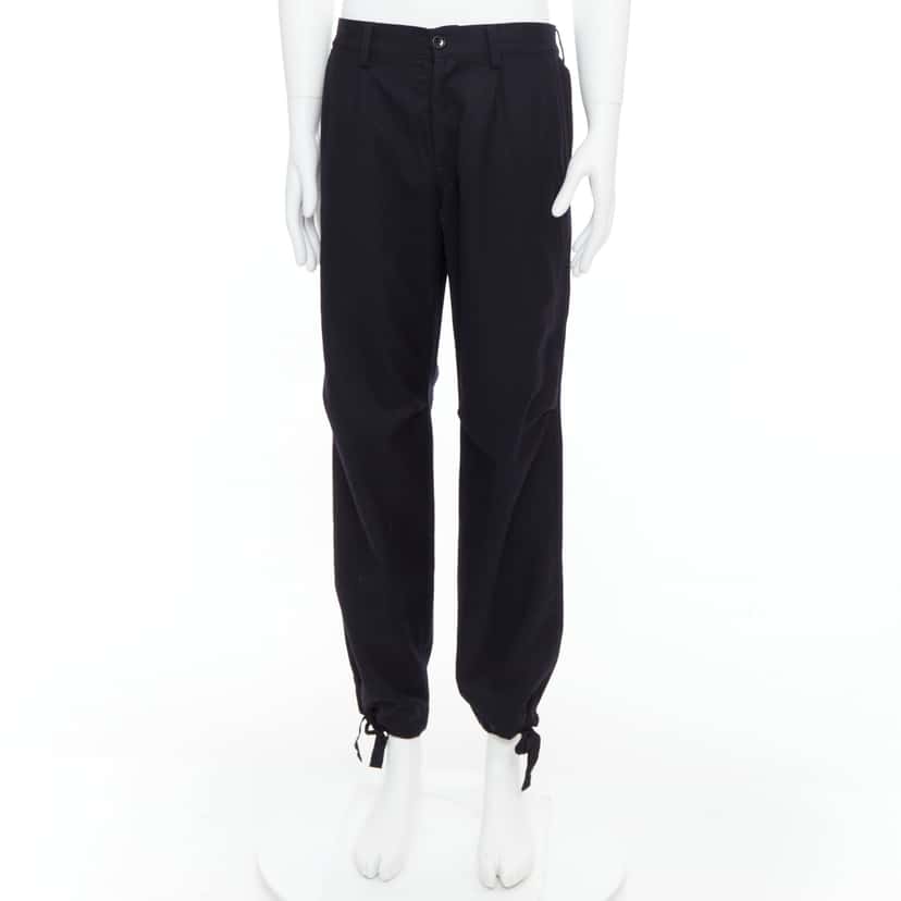 Yohji Yamamoto Drawstring Wide Pants Black Wool Very good condition - Front View
