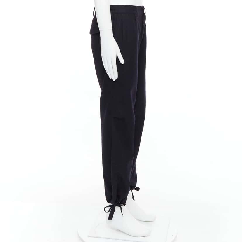 Yohji Yamamoto Drawstring Wide Pants Black Wool Very good condition - Model View