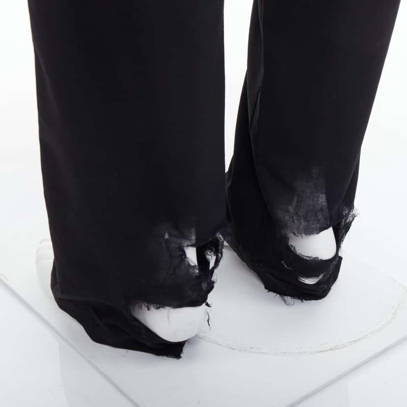 Yohji Yamamoto Distressed Wide Pants Black Polyester Fair condition - Back View