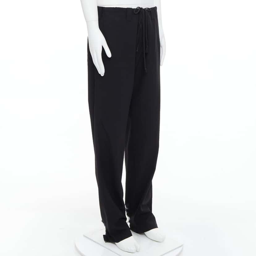 Yohji Yamamoto Distressed Wide Pants Black Polyester Fair condition - Inside View