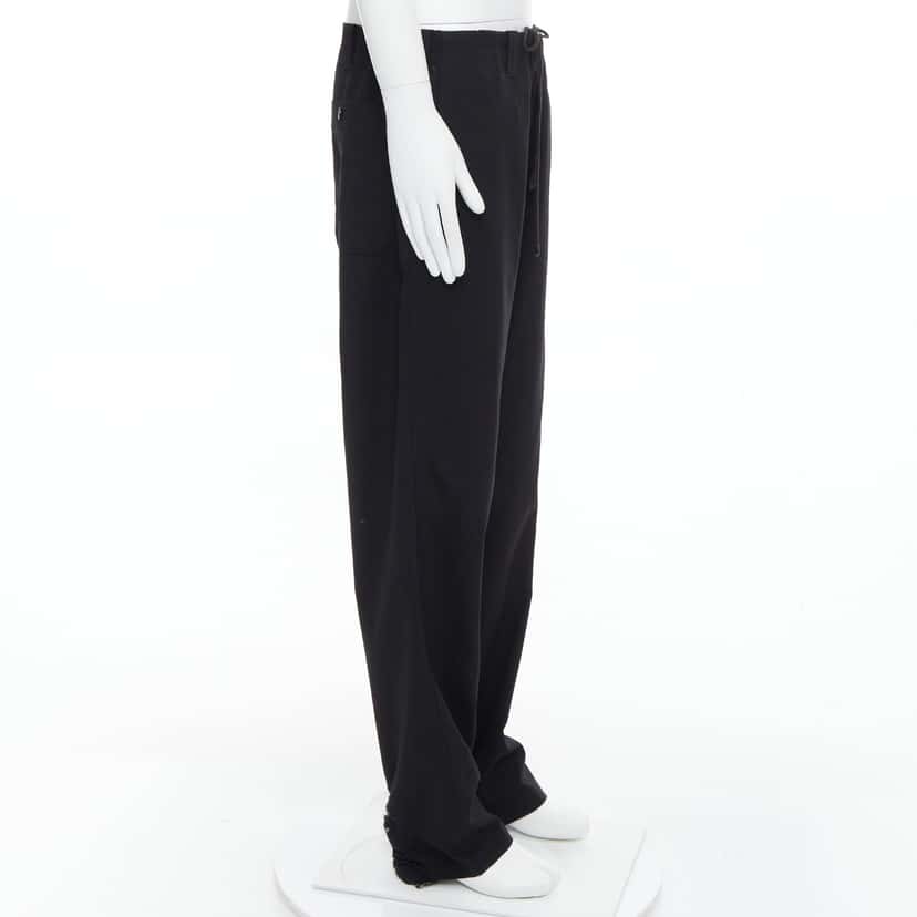 Yohji Yamamoto Distressed Wide Pants Black Polyester Fair condition - Model View