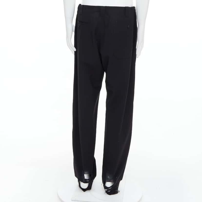 Yohji Yamamoto Distressed Wide Pants Black Polyester Fair condition - Box View