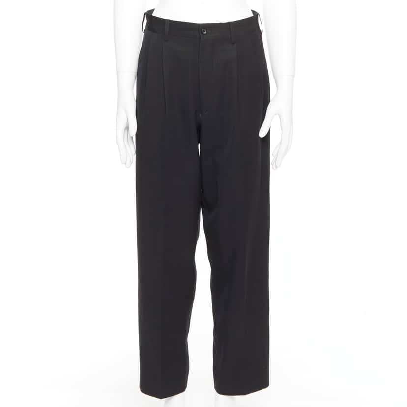 Yohji Yamamoto Pleated Wool Pants Navy Wool Fair condition - Front View