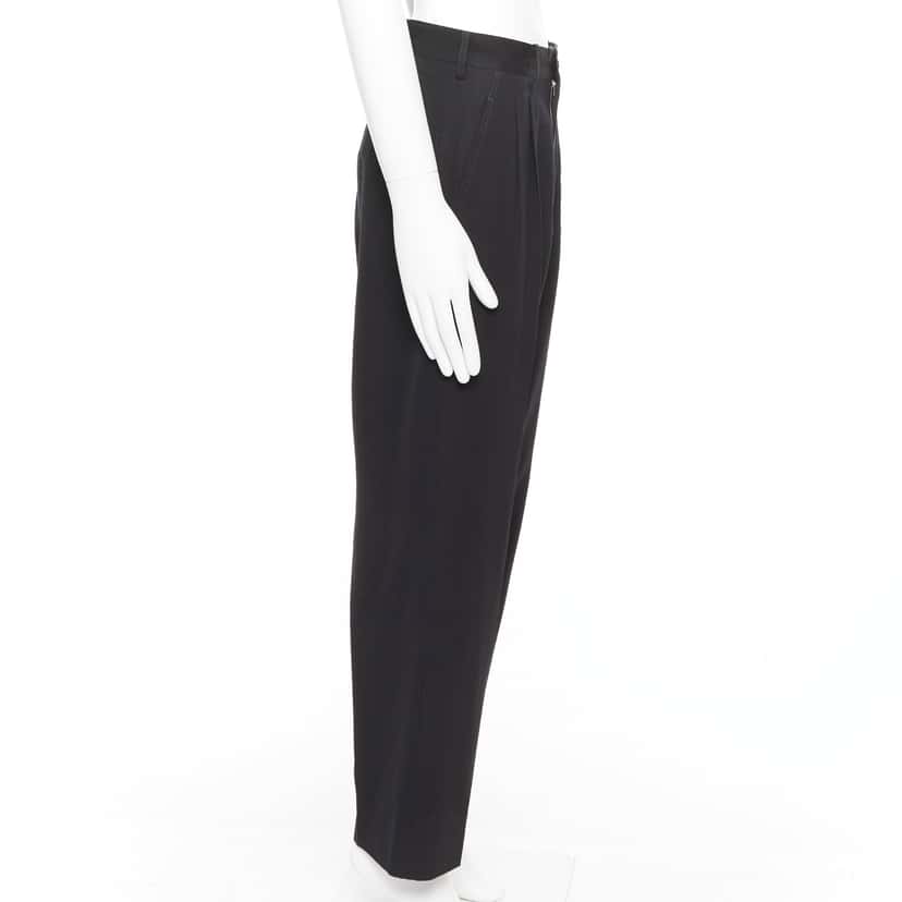 Yohji Yamamoto Pleated Wool Pants Navy Wool Fair condition - Model View