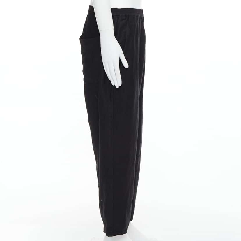Yohji Yamamoto Elastic Wide Pants Black Linen Very good condition - Model View