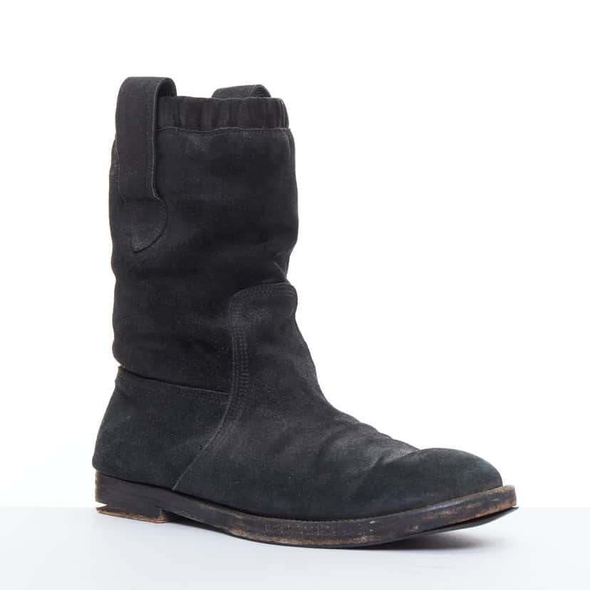 Balenciaga Scaled Buckle Platform Boots Black Leather Fair condition - Back View