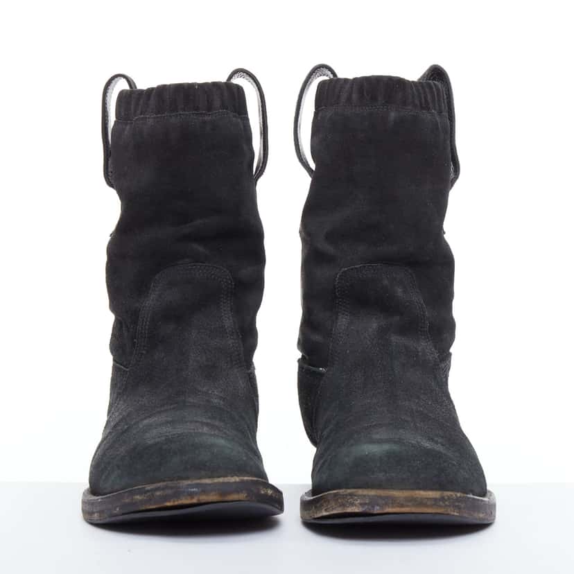 Balenciaga Scaled Buckle Platform Boots Black Leather Fair condition - Inside View