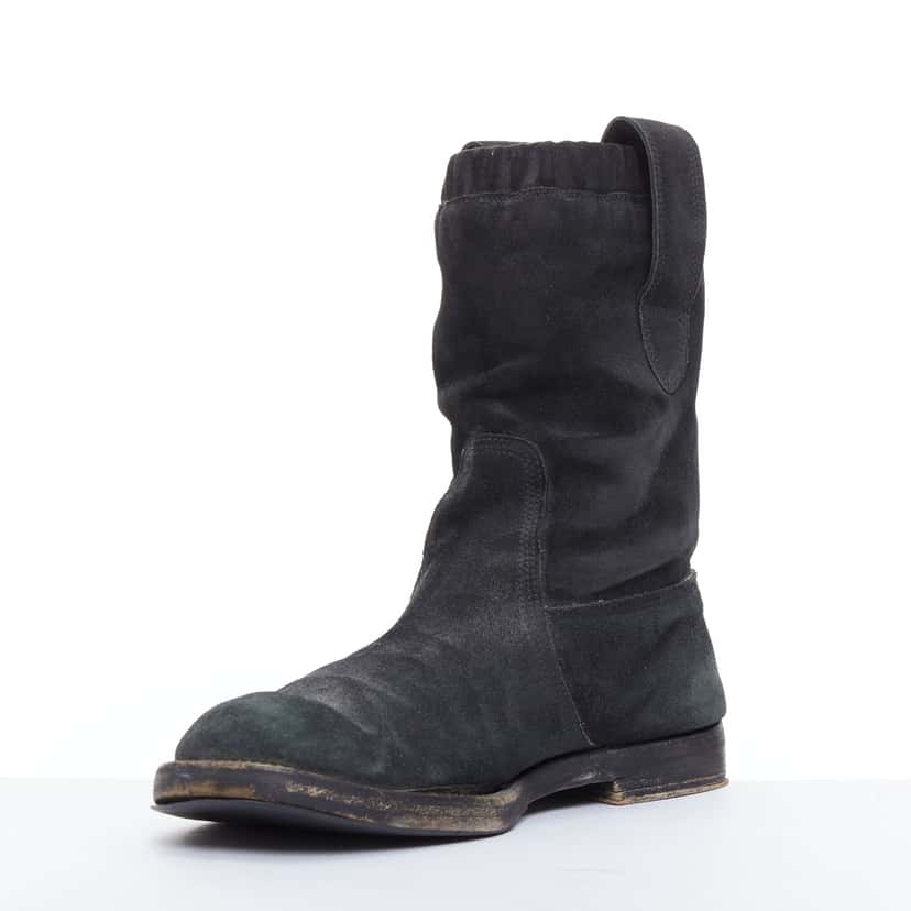 Balenciaga Scaled Buckle Platform Boots Black Leather Fair condition - Model View