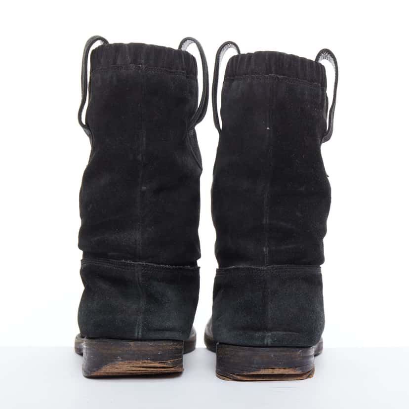 Balenciaga Scaled Buckle Platform Boots Black Leather Fair condition - Box View