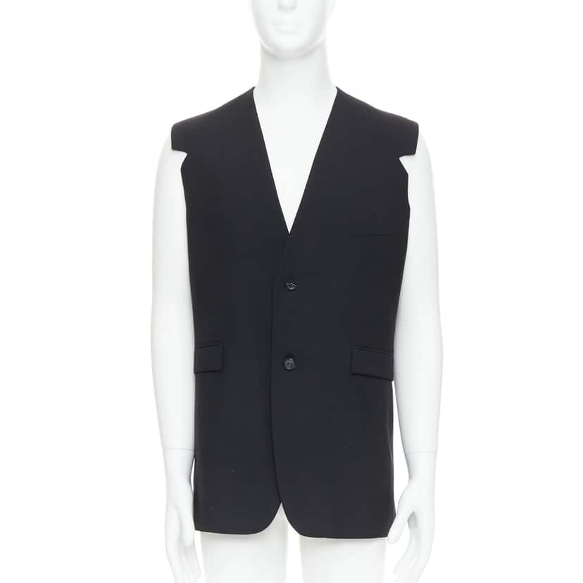 Raf Simons V Cut Armhole Waistcoat Black Wool Fair condition - Front View