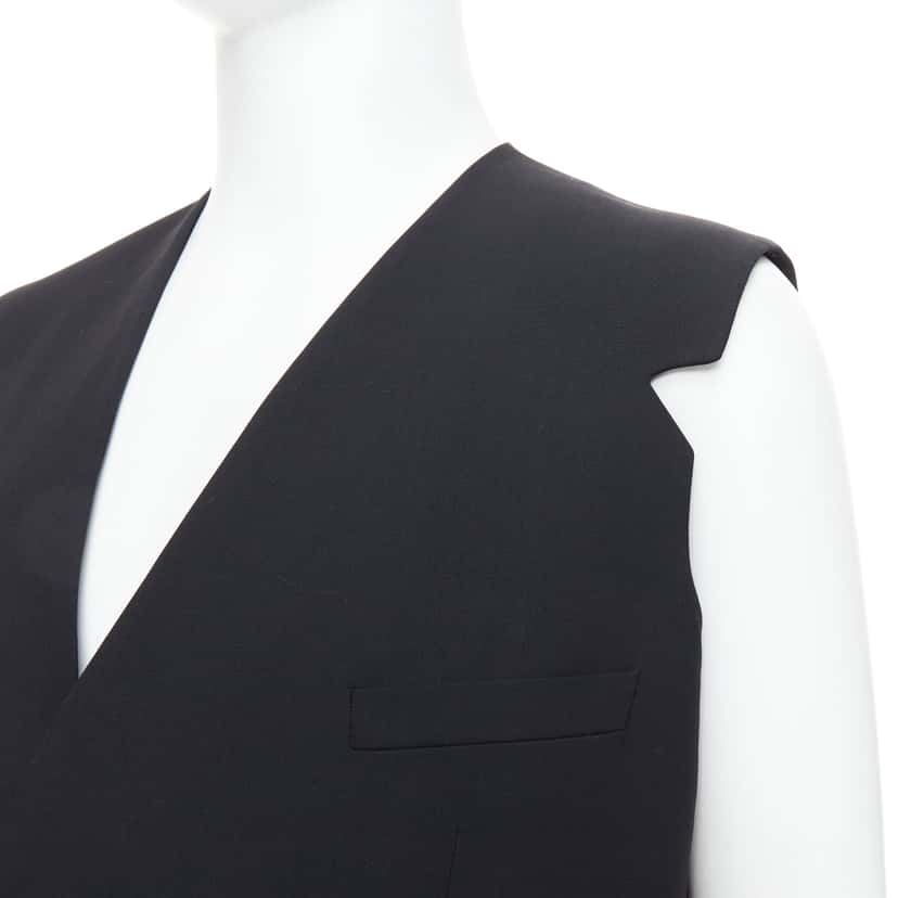 Raf Simons V Cut Armhole Waistcoat Black Wool Fair condition - Back View