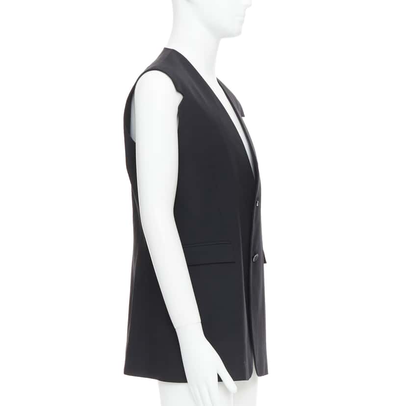 Raf Simons V Cut Armhole Waistcoat Black Wool Fair condition - Model View