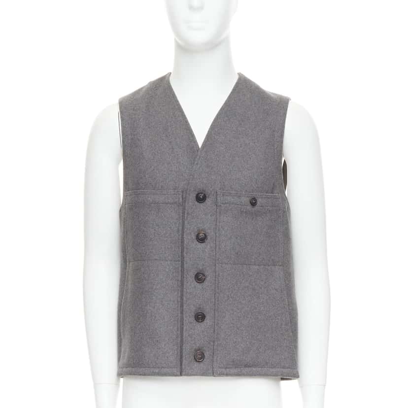 Lemaire Tape Bonded Vest Grey Wool Very good condition - Front View