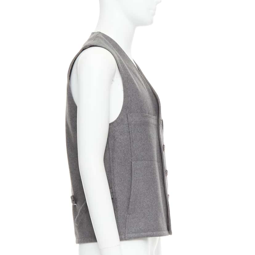 Lemaire Tape Bonded Vest Grey Wool Very good condition - Model View